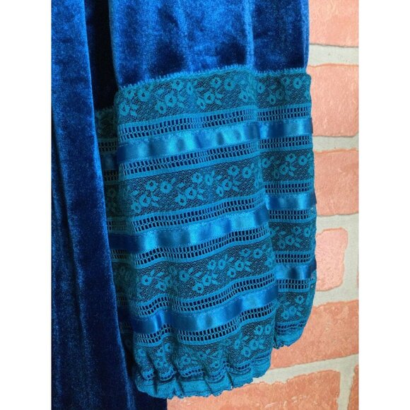 Vintage Gilligan O'Malley Women's Velour Quarter-Zip Long Robe Ruffled Neck SZ M - Picture 4 of 8